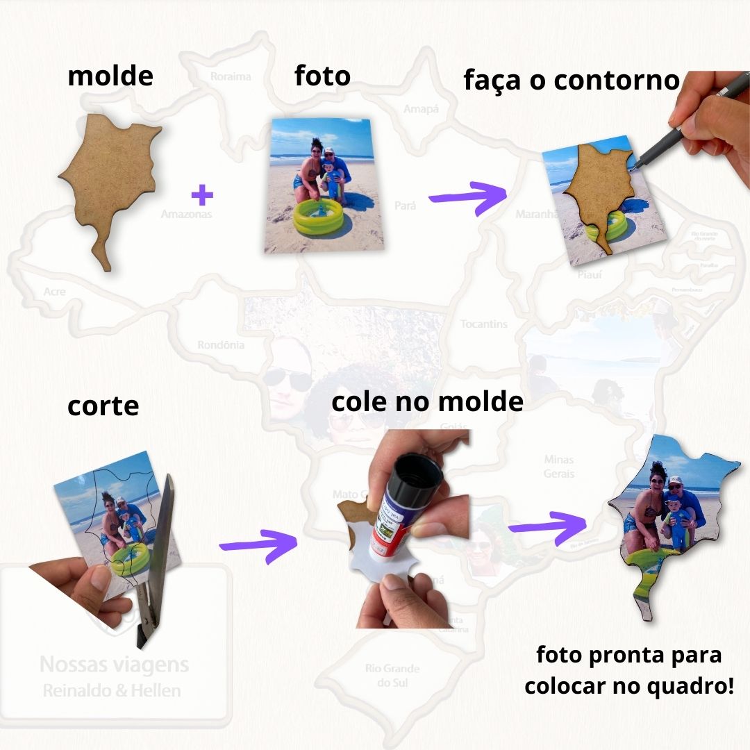 mapa viajante com moldura para foto